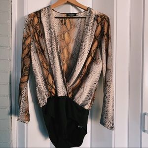 Zara Snakeskin Bodysuit Sz M